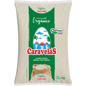 AÇÚCAR CRISTAL ORGÂNICO CARAVELAS 1KG - FARDO COM 10 UNIDADES