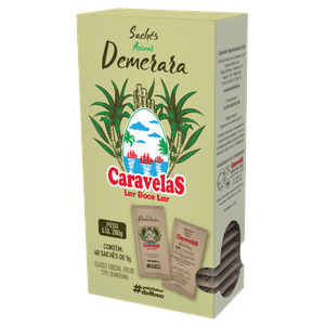 AÇÚCAR NAT. DEMERARA CARAVELAS SACHÊ CX. 2,4KG 12 UN - 200G